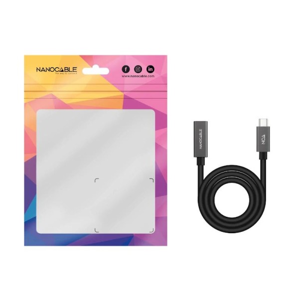 Nanocable cable usb 3.2 gen2 usb-c m/h 0,5 m negro